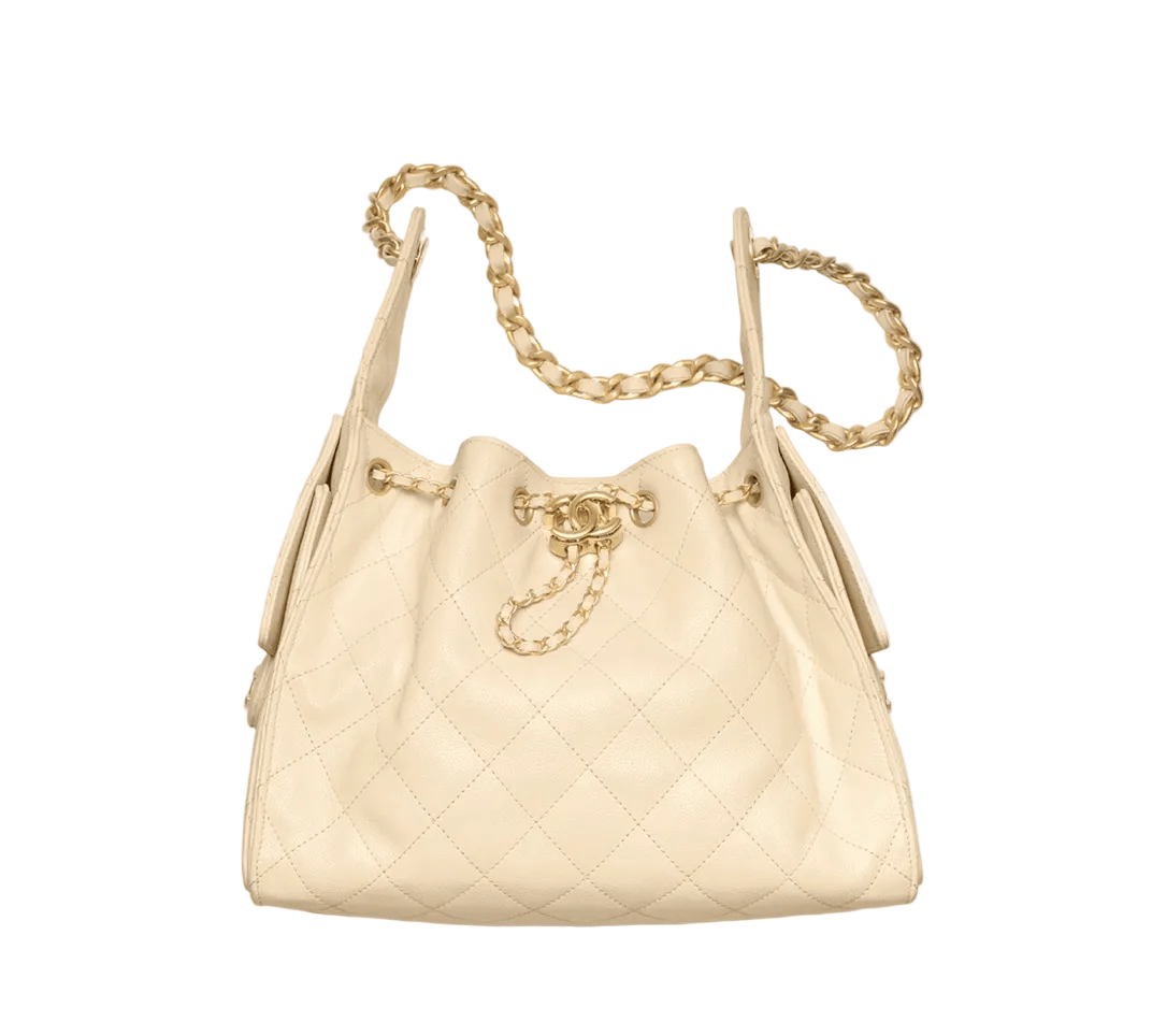 *LONDON LOCATED* CHANEL 25 MINI HANDBAG BEIGE Grained Calfskin with Gold-Tone Metal