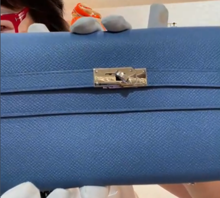 Hermes Kelly Classic Long Wallet in Blue PHW
