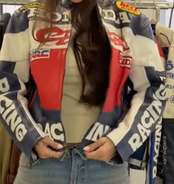 Honda Navy Blue Leather Jacket  ANC1726
