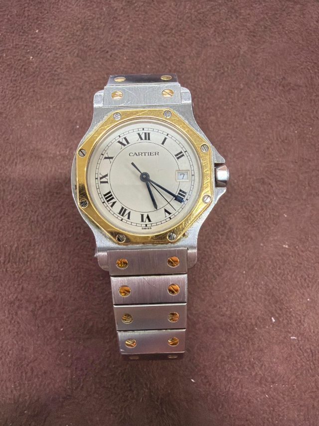 Cartier Santos Octagon White Face W2001583 Stainless Steel & Gold Watch  2700043018878