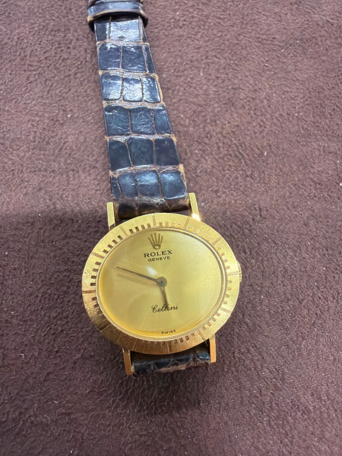 ROLEX celini Champagne Gold Face 796809 Calf Watch Miami0073