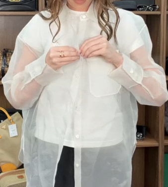 TWP Cream Sheer Silk Blouse