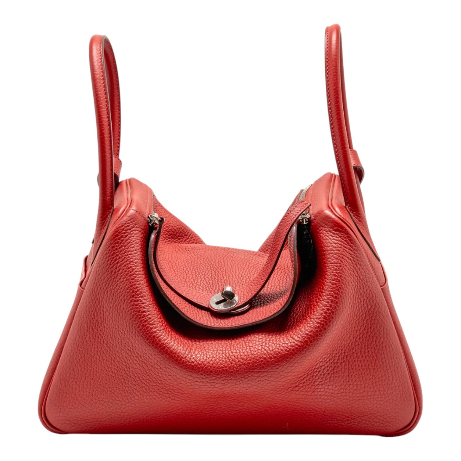 Hermes Lindy 34 Clemence Red SHW Stamp Q Square