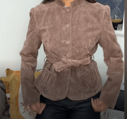 Vintage Suede Tailored Brown Coat DBXL0156