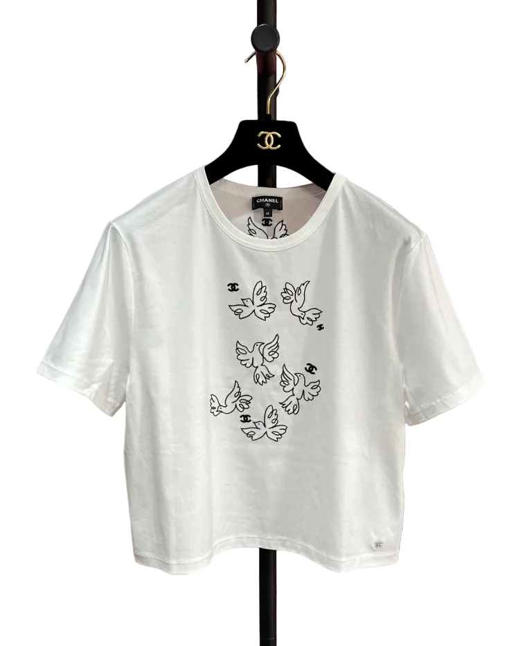 CHANEL DOVE WHITE TEE M FT102083