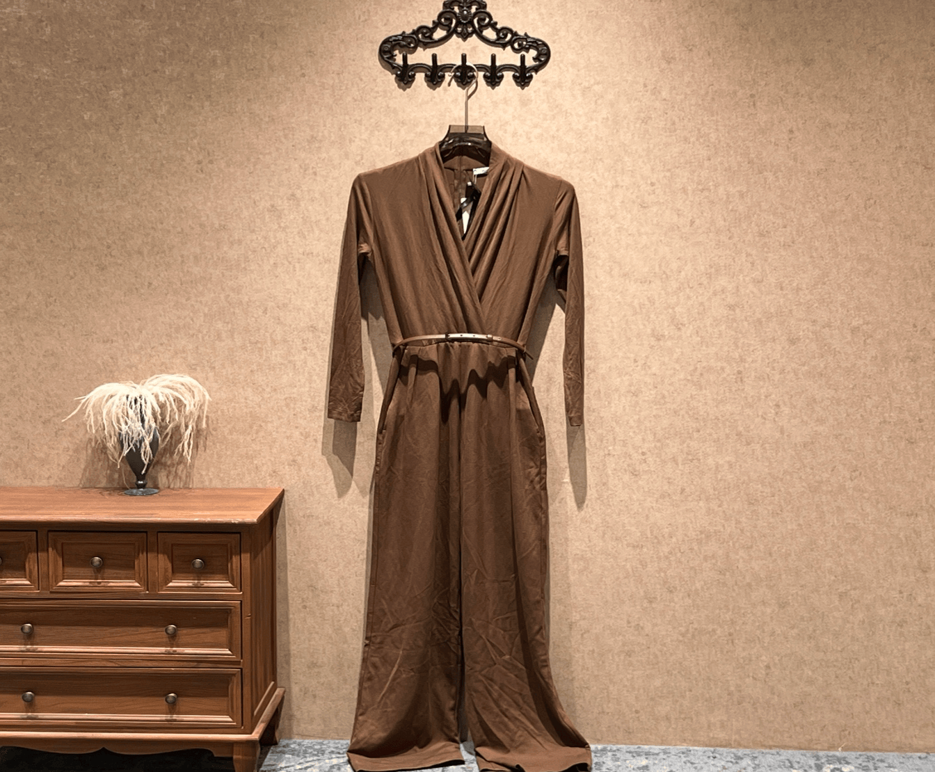 Max Mara Max Mara Brown V-Neck Leather Belt Jumpsuit / Size S / 99% New / 43229 SGC43229