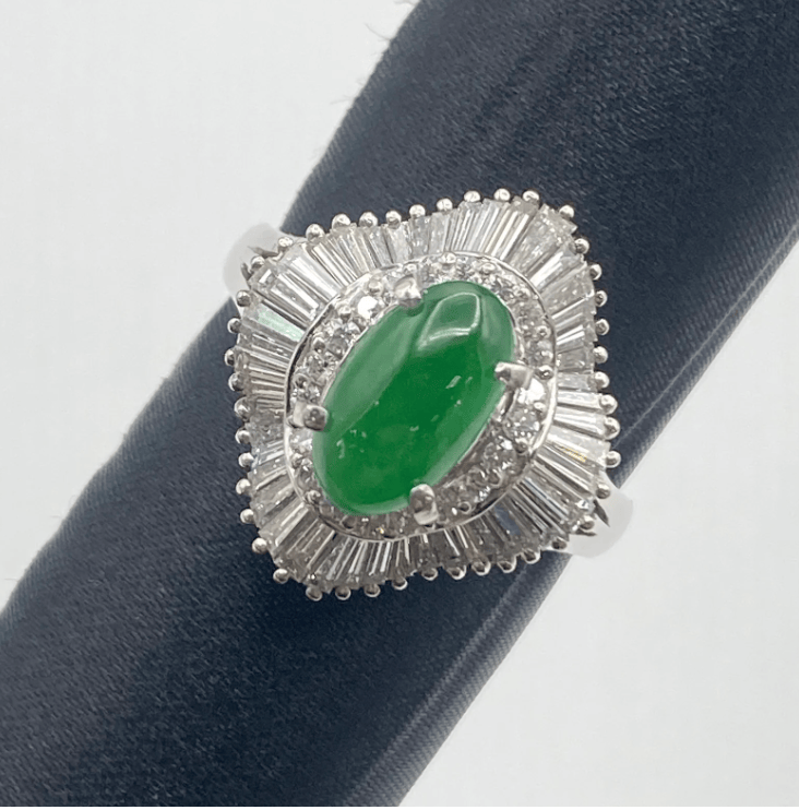 Luxury Promise Pt900 Jade Ring JD1.45 D1.34 8.6g GRJ US 9 54074