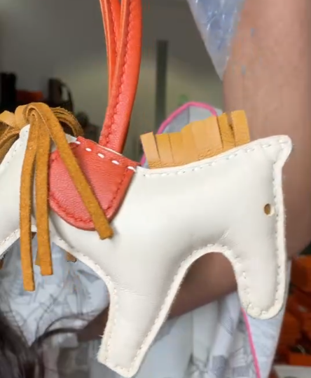 Hermes rodeo charm orange and cream ALC4238