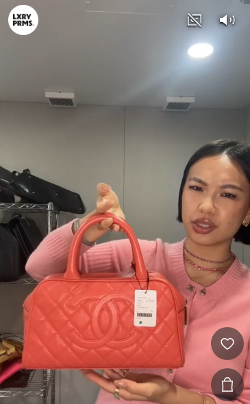 CHANEL Coco Mark Mini Boston Caviar Coral 1B0519TGAL5