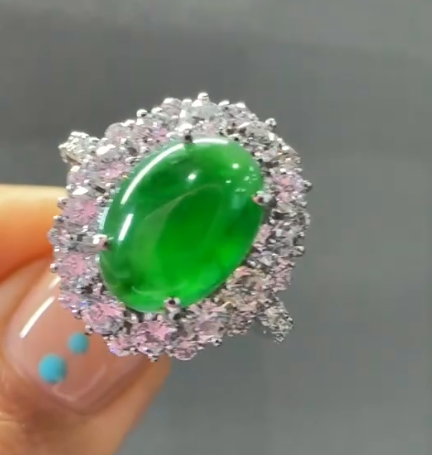 PT900 1.16 diamond 2.525 ct Jade Ring J04178TE4R