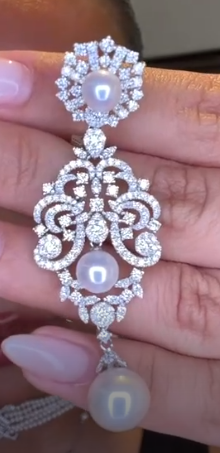 Earring in 18K WG - Pearl + D3.60 940792 JJC2890