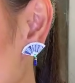 Earring in 18K WG - Lapis 0.20 + Emerald + D0.74 1014015 JJC2907