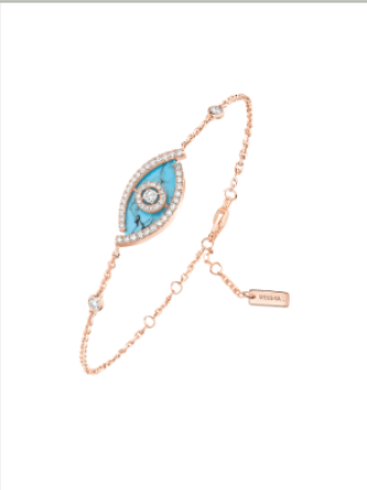 Messika One Size 18K Rose Gold Turquoise Diamond Lucky Eye Bracelet ALTC0921