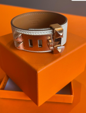 Hermes White Madame RGHW Collier De Chien 24 T2 ALTC0986