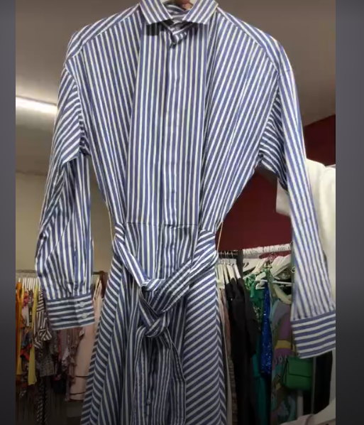 Ralph Lauren Stripe Shirt Dress Blue 8