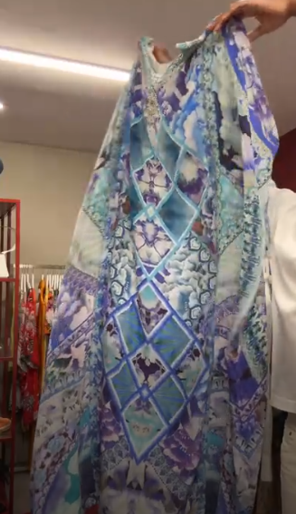 Camilla S/S Print Crystal Maxi Kaftan Blue/ Indigo O/S