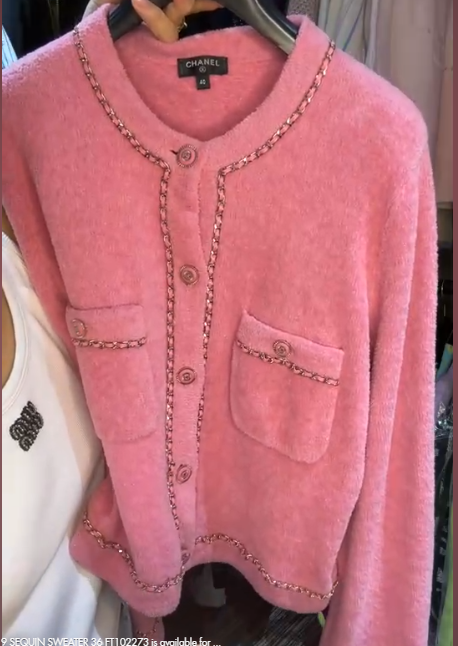 CHANEL 2020 PINK TERRY CHAIN CARDIGAN 40 FT102280
