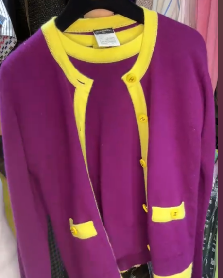 CHANEL 1995 PURPLE YELLOW CASHMERE CARDIGAN FT102281