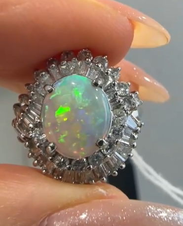 Pt900 1.38ct Opal Ring J0601MQKFT