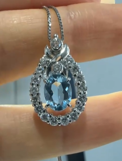 Pt900/Pt850 1.06ct  Aquamarine Necklace J0630B8ULC