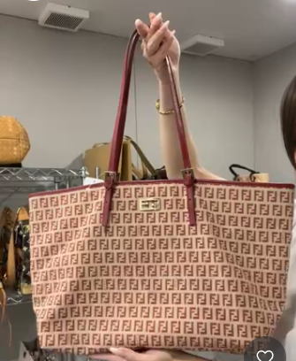 Fendi Canvas × Leather Red × Beige Zucchino Tote B0708YE825