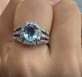 PT900 Aquamarine Ring AQ 1.62 DA 0.905 10.9g Center 25-32441-0