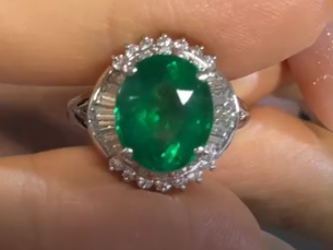 Pt850 Emerald Ring J051496SG2