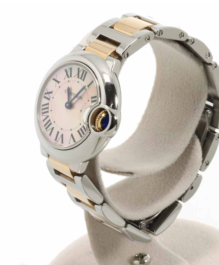 Cartier Ballon Bleu SM 28mm Two-Tone W6920034 Women's Watch Pink Shell PG Pink Gold Quartz Watch Ballon Bleu Cartier 90332053