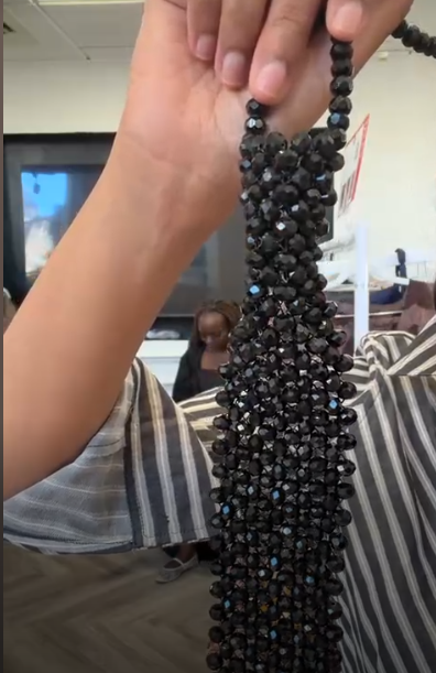 Black pearl tie necklace - african brands  AKC1423