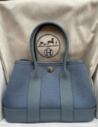 Hermes Neo garden bleu tempete PHW G Togo ecru toile ALTC1055