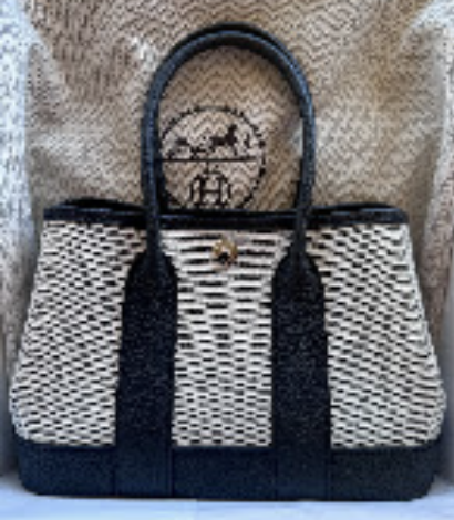 Hermes Neo garden (c) Noir PHW G Togo ecru toile ALTC1069