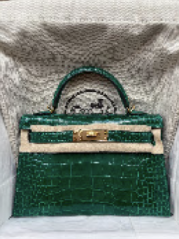 Hermes Mini Kelly Vert Emeraud GHW C Shiny Alligator ALTC1100