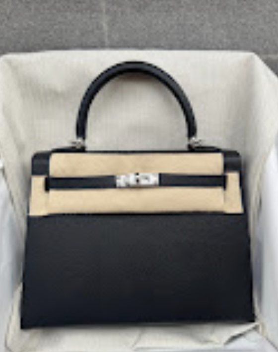 Hermes Kelly25 Black Phw U epsom ALTC1159