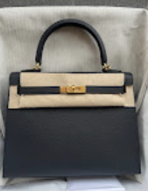 Hermes Kelly25(2) Black Ghw G epsom ALTC1160