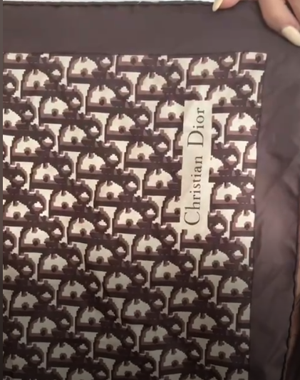Christian Dior Brown Oblique SIlk Scarf AGC3848