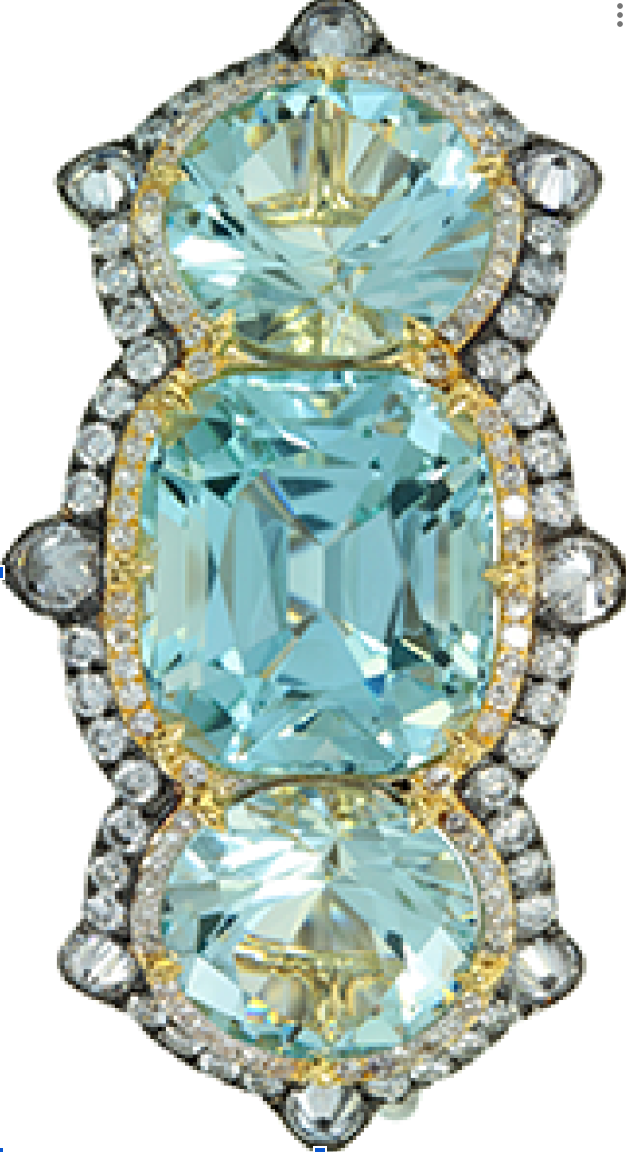 Aquamarine Blue Sapphire Diamonds Ring  R12127