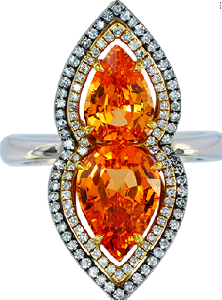 Mandarin Garnet Diamonds Ring GRS R14243