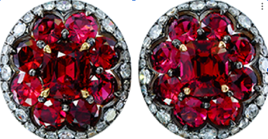 Red Spinel Diamonds Earrings  E1518