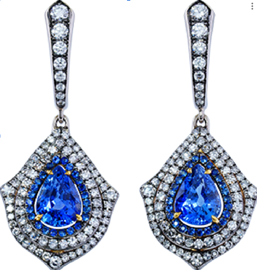 Blue Sapphire Diamonds Earrings GRS Sri Lanka Heated E15134