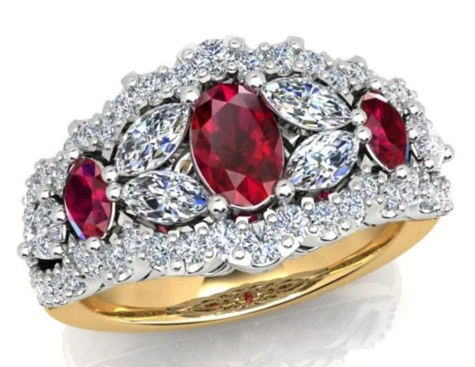 1.12ct Burmese Ruby and 1.02ct Diamond Ring in 18K Yellow Gold