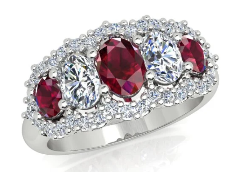 1.01ct Burmese Ruby and 0.92ct Diamond Ring in 18K White Gold