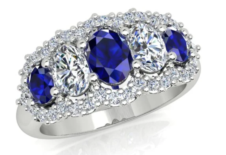 1.09ct Ceylon Sapphire and 0.93ct Diamond Ring in 18K White Gold