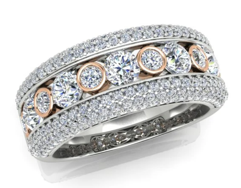 1.76ct Diamond Ring in 18K White and Rose Gold