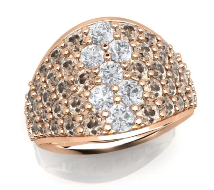 3.18ct Champagne Diamond Ring in 18K White and Rose Gold