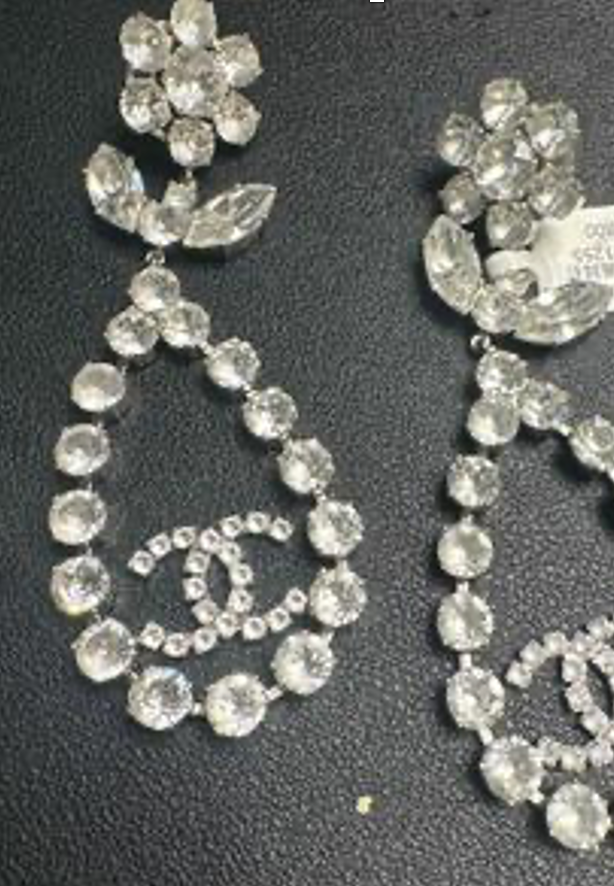 CHANEL 2018 Rhinestone Waterfall Drop Earrings CG501255