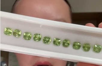 11.01ct peridot cushions DXBCS6527