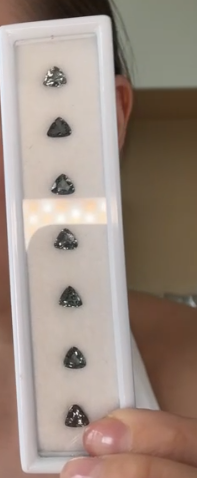 3.5ct grey trillion spinels for Harriet DXBCS6476