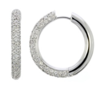 1.06ct Diamond Hoop Earrings in 18K White Gold