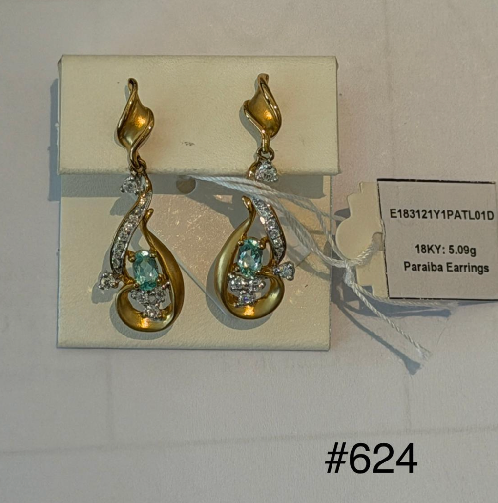 18YG AFRICAN PARAIBA EARRINGS DXBCS7066