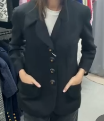 Chanel Large Black CC Button 4 Pocket Classic Jacket 42  102455